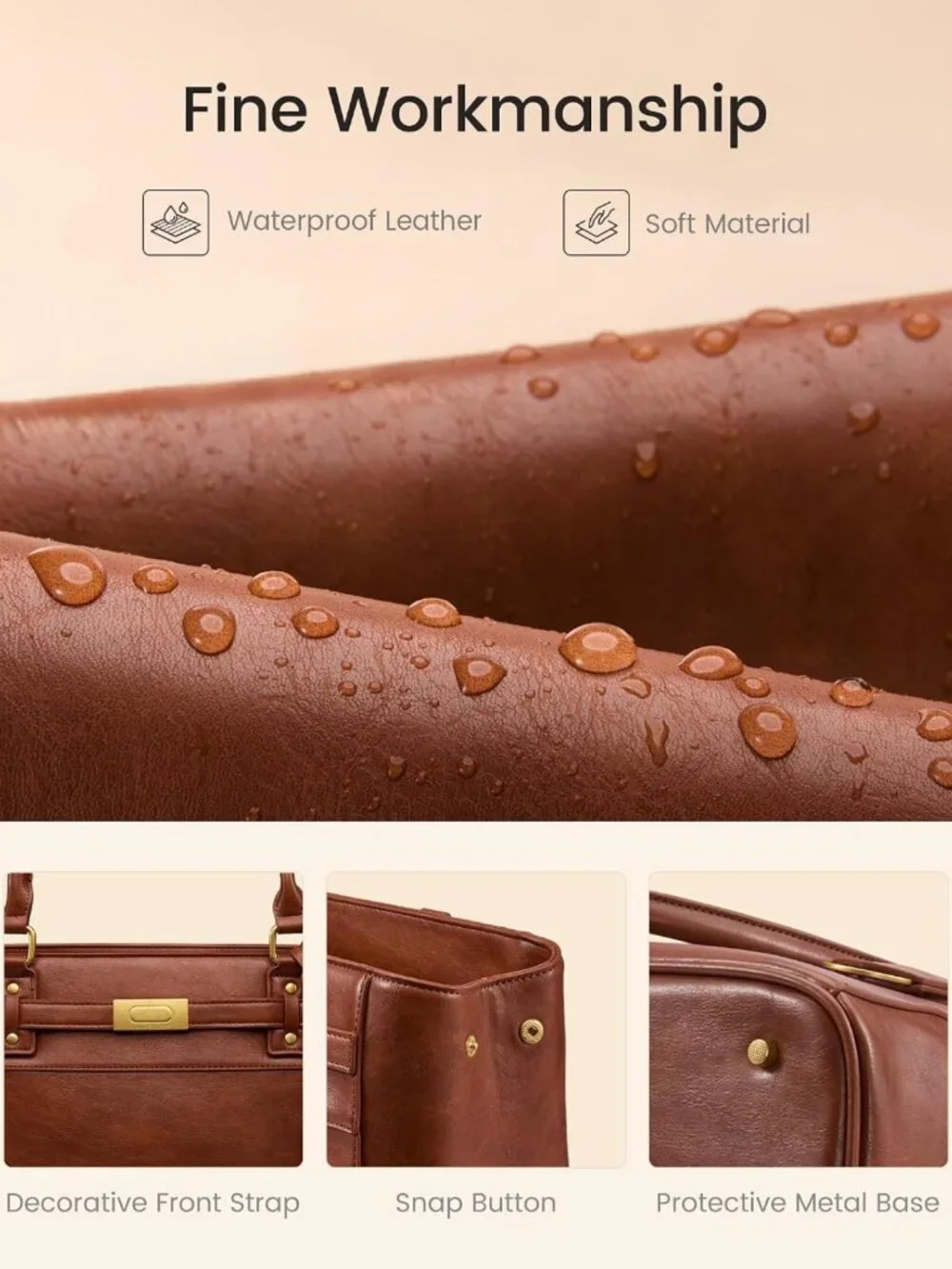 Stylish Waterproof Laptop Tote Bag for Women, 15.6